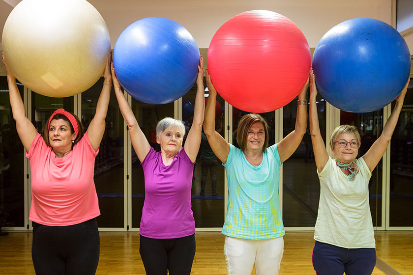 Group of senior women in gym