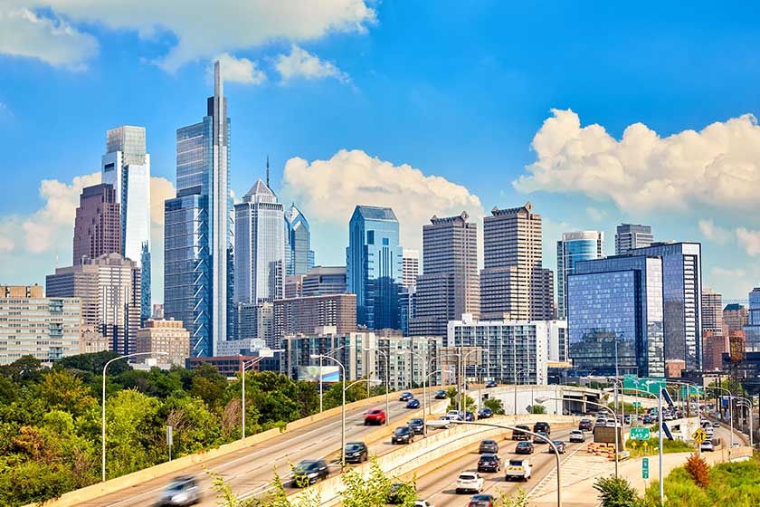 Philadelphia downtown cityscape, United States