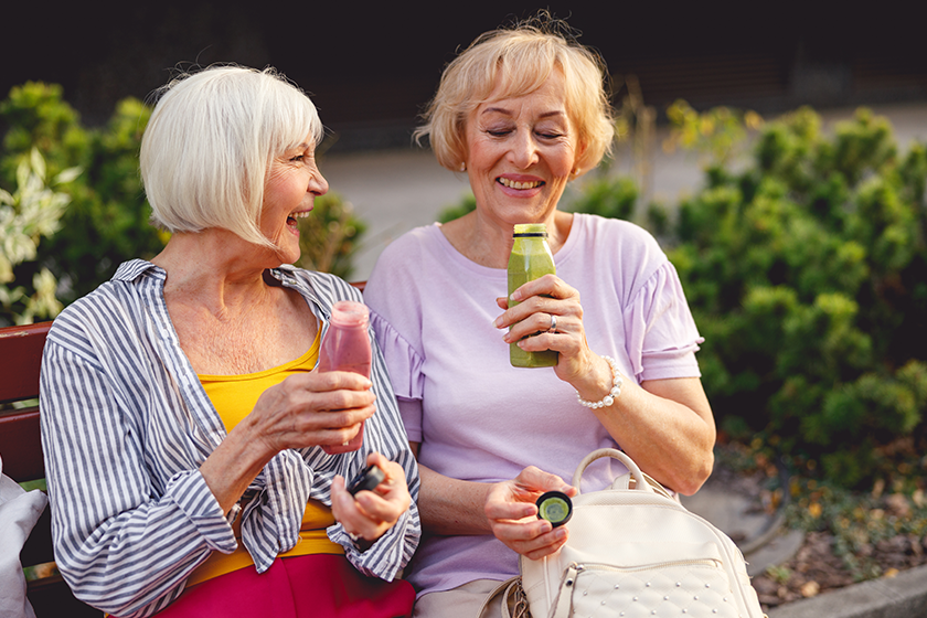 Happy ladies having a healthy snack together